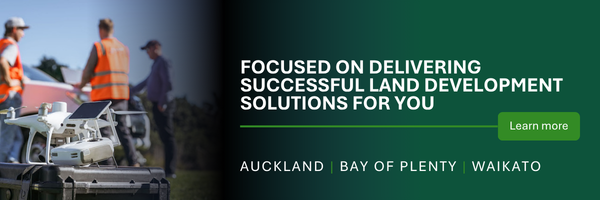 RPC Surveying Planning Engineering blog banner illustrating land development, project feasibility, and planning, surveying, and engineering services across New Zealand.